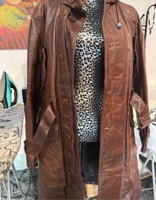 Blazer de cuero mujer marrón