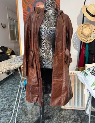 Blazer de cuero mujer marrón