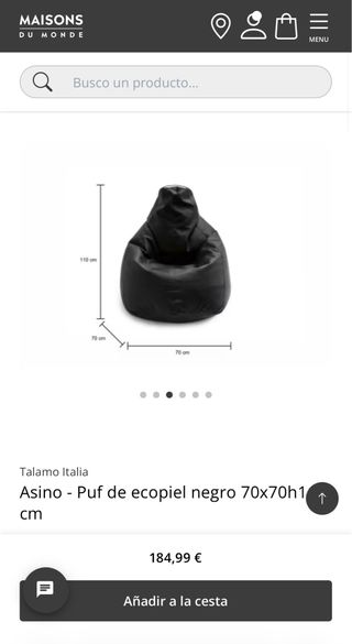 Puf moderno piel sintética negro