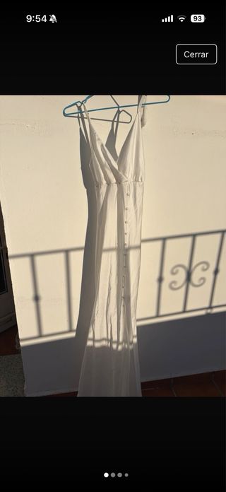 Vestido largo satén botones blanco