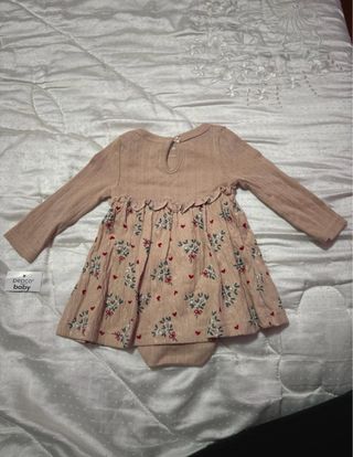 Vestito neonata manica lunga 3-6 fantasia cuori