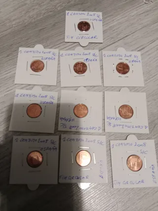 10 Monedas 1 Céntimo España 2008 SC
