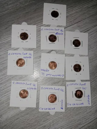 10 Monedas 1 Céntimo España 2008 SC