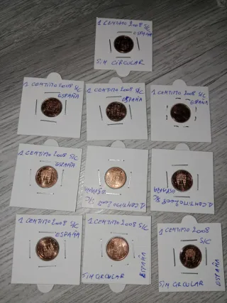 10 Monedas 1 Céntimo España 2008 SC