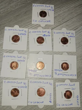 10 Monedas 1 Céntimo España 2008 SC