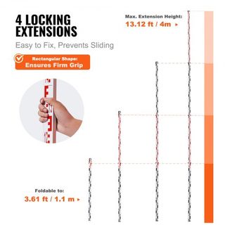 Varilla de Grado de Aluminio, Varilla de Medición Telescópica Métrica de 4M, Varilla de Nivelación con Escala Doble Cara en CM/MM, Varilla de Encuesta de Aleación de Aluminio con Nivel de Burbuja ...