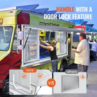 Ventana de Concesión 60"x36", Ventana de Servicio para Camión de Comida de Aleación de Aluminio con 4 Ventanas Deslizantes Horizontales & Puerta de Toldos & Gancho de Arrastre, Ventana de Servicio...