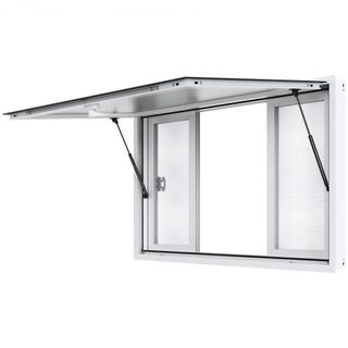 Ventana de Concesión 60"x36", Ventana de Servicio para Camión de Comida de Aleación de Aluminio con 4 Ventanas Deslizantes Horizontales & Puerta de Toldos & Gancho de Arrastre, Ventana de Servicio...