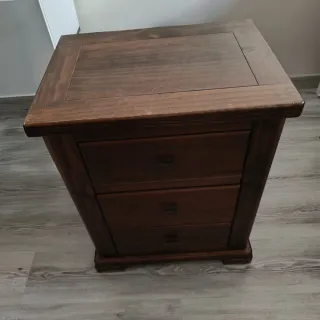 2 Mesitas Auxiliares Madera maciza, Marrón