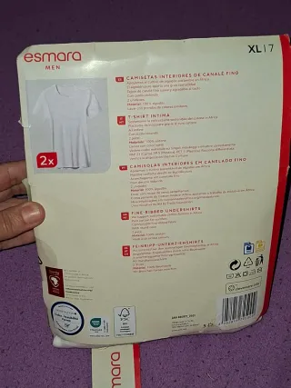 Pack 2 Camisetas Interiores Hombre T. 7XL