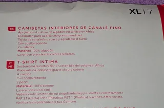 Pack 2 Camisetas Interiores Hombre T. 7XL