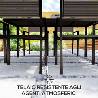 Conjunto de Mesa de Jardín con Sillas de 7 Piezas, Conjunto de Comedor con Mesa con Superficie de HDPE, 6 Sillas de Exterior Apilables con Brazos, Conjunto de Muebles de Acero para Terraza y Patio...