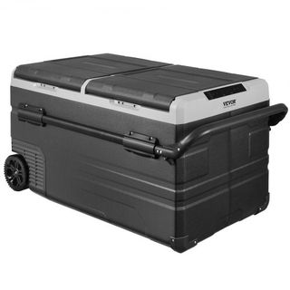 Refrigerador de Coche, Refrigerador de Coche de 12 Voltios, Congelador Portátil de Doble Zona de 115 L con Ruedas y Asa, -4℉-68℉, Compresor de 12/24V CC y 100-240V CA para Exterior, Camping