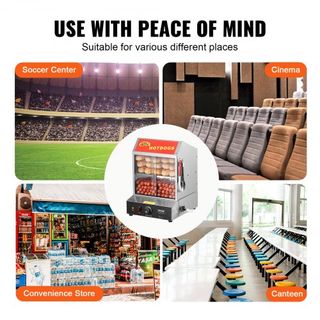 Vaporera de Perros Calientes, 27L, Vaporera de Perros Calientes de 2 Niveles, Control de Temperatura de 30℃~85℃, Calentador de Panecillos Eléctrico con Puertas de Vidrio Templado, Placa de Separac...