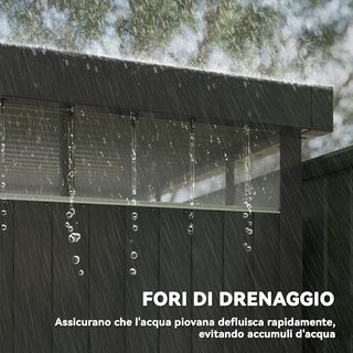 Capanno da Giardino 4M² in Acciaio Zincato con Fori di Drenaggio e Finestre Trasparenti in Acrilico, Capanno per Utensili con Tetto, Porta Bloccabile con Chiavi e Guanti, Grigio Scuro