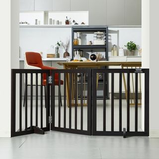 Porta per Cani Indipendente, 60 cm A x 152 cm L Porta per Animali Indipendente, Porta Pieghevole per Cani a 3 Pannelli per Passaggi Larghi e Stretti, Barriera Espandibile per Cani con Sop...