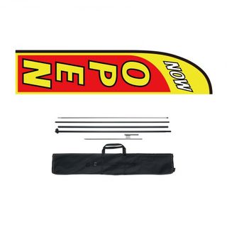 Kit de Bandera Abierta con Poste, Bandera Publicitaria para Negocios al Aire Libre, Kit de Bandera de Pluma Publicitaria, Incluye 1 Bandera, 1 Poste, 1 Estaca de Tierra, Señales Abiertas Bandera S...