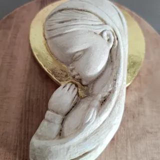 Virgen Niña Relieve Dorado Madera