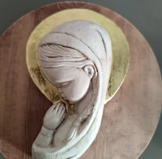 Virgen Niña Relieve Dorado Madera