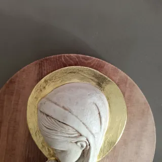 Virgen Niña Relieve Dorado Madera