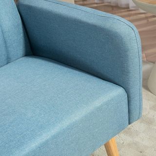 Sofá Cama de 2 Plazas, Moderno, Sofá Cama Plegable, Tapizado en Lino Sintético, Con Respaldo Regulable en 3 Niveles y Apoyabrazos Extraíbles para Sala de Estar Oficina 173 X 75 X 73 Cm, Azul