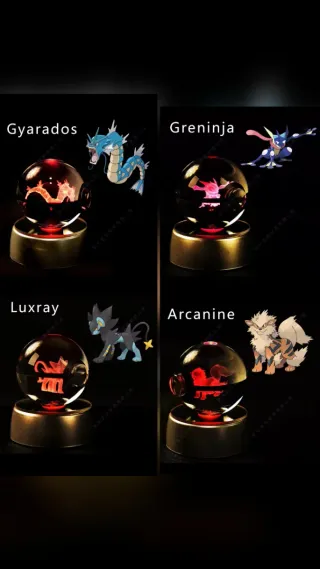Bola Cristal Pokémon 38 variantes 3D Grabado Láser