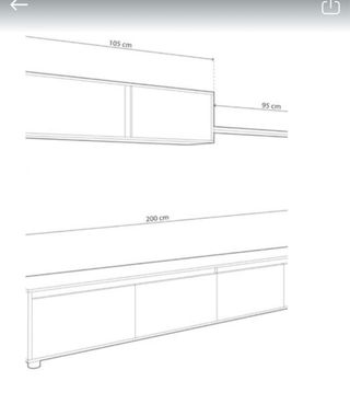 Mueble salón 3 piezas blanco y gris