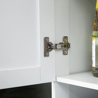 Alto Armadio da Cucina con Armadietti, Cassetto e Superficie per Microonde, Mobile Dispensa Stretto con Porte e Ripiani Regolabili, per Soggiorno, Sala da Pranzo, 101X39X180Cm, Bianco