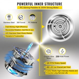 Macchina da neve 265LBS Tritaghiaccio commerciale 220V 50HZ Macchina per frantumazione di ghiaccio a fiocco di neve in acciaio inossidabile per uso alimentare per bar da cucina a casa