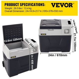 Refrigerador de Coche, Refrigerador de Coche de 12 Voltios, Congelador Portátil de 50 L de Zona Única con Ruedas y Asa, -4℉-68℉, Compresor Cooler de 12/24V CC y 100-240V CA para Exterior, Camping
