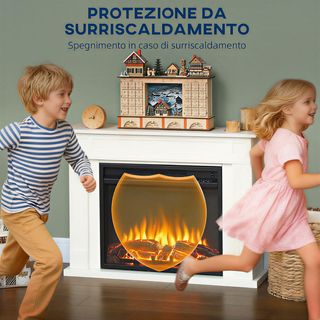 Chimenea Eléctrica Con Marco Y Llama 3D Realista 5 Niveles De Brillo, Chimenea Eléctrica Silenciosa Con Termostato, Calefacción Regulable, Temporizador, Control Remoto, 2000W, 30㎡, Blanco