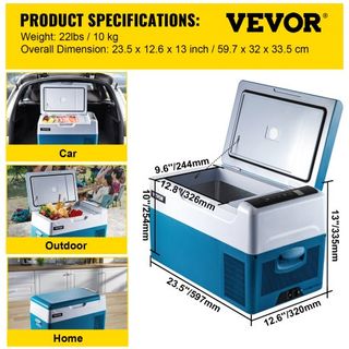 Refrigerador de Coche 22L Compresor Refrigerador Pequeño Portátil Congelador de Coche Vehículo Camión RV Barco Mini Enfriador Eléctrico para Conducir Viajes Pesca Uso Exterior y en el Hogar