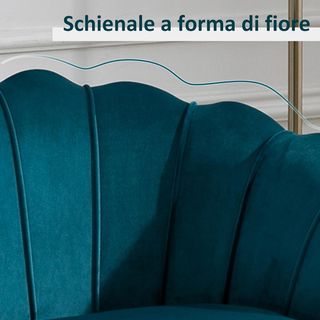 Divano a 2 posti in tessuto effetto velluto con braccioli, divano moderno con seduta imbottita, per soggiorno e camera da letto, 130X77X77Cm, alzavola