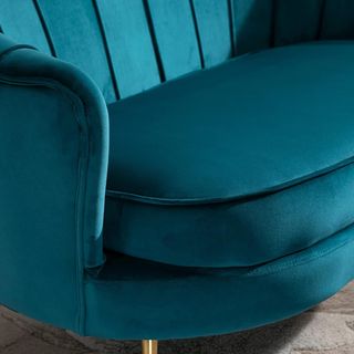 Divano a 2 posti in tessuto effetto velluto con braccioli, divano moderno con seduta imbottita, per soggiorno e camera da letto, 130X77X77Cm, alzavola