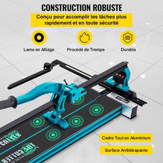 Cortadora de Azulejos de 47 Pulgadas con Riel Único y Doble Soporte, Cortadora de Azulejos Manual de 3/5 Pulgadas con Láser Preciso, Herramientas de Cortadora de Azulejos para Corte de Precisión A...