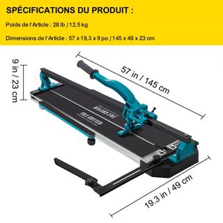 Cortadora de Azulejos de 47 Pulgadas con Riel Único y Doble Soporte, Cortadora de Azulejos Manual de 3/5 Pulgadas con Láser Preciso, Herramientas de Cortadora de Azulejos para Corte de Precisión A...