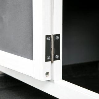 Conejera Exterior para 2 Conejos en Madera de Abeto y Techo de Betún con Bandeja Extraíble y Área de Carrera Compartida, 110X60X104 Cm, Gris y Blanco