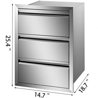 201 Cajón de Acceso Triple de Acero Inoxidable para Cocina Exterior BBQ Island 48.3 cm x 66 cm