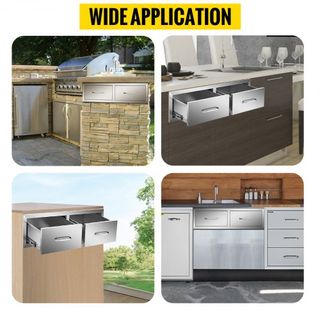Cajones de Cocina Exterior 30" W x 10" H x 20" D, Cajones de Acceso Doble Horizontal para BBQ de Acero Inoxidable con Mango, Cajones para Isla de BBQ para Cocinas Exteriores o Estación de Parrilla...