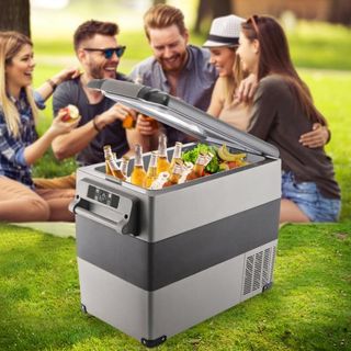 Refrigerador de Coche 55L Compresor Refrigerador Pequeño Portátil Congelador de Coche Vehículo Camión RV Barco Mini Enfriador Eléctrico para Conducir Viajes Pesca Uso Exterior y en el Hogar