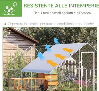 Gallinero Exterior Con Estructura Galvanizada Y Red Hexagonal, Gallinero Para Gallinas De Exterior Con Cubierta De Tela Impermeable Para 8-12 Pollos, Patos Y Conejos, 3X4X2M