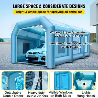 Tienda Inflable 999.2 x 498.5 x 399.3 cm Tienda Inflable para Pintura Tienda Inflable para Pintura de Autos Estación de Trabajo Gigante Tela Oxford 210D Con 2 Ventiladores