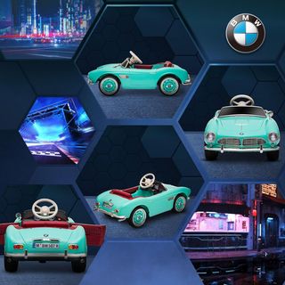 Macchina per Bambini a Doppia Porta con Licenza BMW 507, Macchina Elettrica per Bambini in PP e Acciaio con Clacson, Musica e Controllo Remoto, Verde