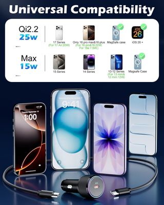 CLOUDVALLEY Cargador Coche Qi2.2 25W MagSafe