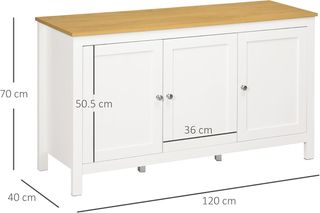 Credenza Cocina Con 3 Puertas, Mueble Cocina Moderno Con Estante Regulable, Credenza Buffet para Sala de Estar, Comedor y Salón, 120X40X70 Cm, Blanco y Color Madera