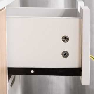 Mobile Multiuso con Cassetto e Armadietti, Credenza Stile Nordico in Legno per Camera da Letto, Soggiorno, Studio, 90X30X72 Cm, Bianco e Color Legno