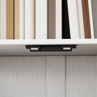 Scaffale a 5 Livelli, Scaffale Verticale Salvaspazio a Forma di S con Armadio a 2 Ante, Mensola Divisore per Soggiorno, Camera da Letto e Ufficio, 60X23.8X179.2Cm, Bianco