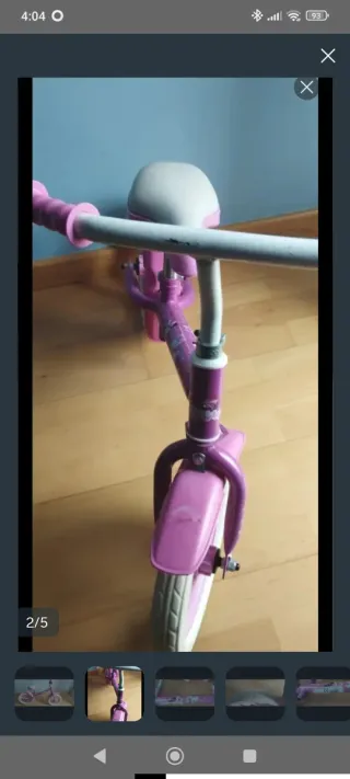 Bicicleta infantil rosa Miky sin pedales