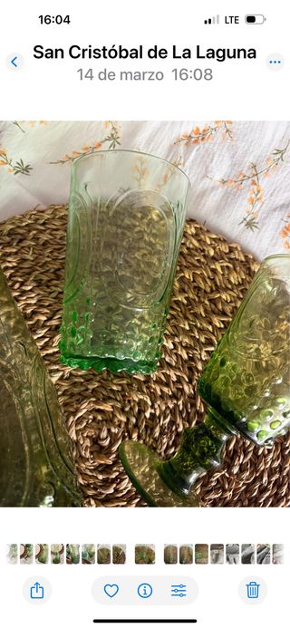 6 Vasos Cristal Verde Flor Lys El Corte Inglés