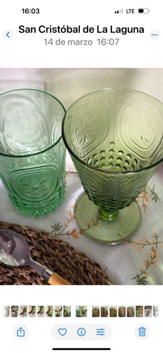 6 Vasos Cristal Verde Flor Lys El Corte Inglés